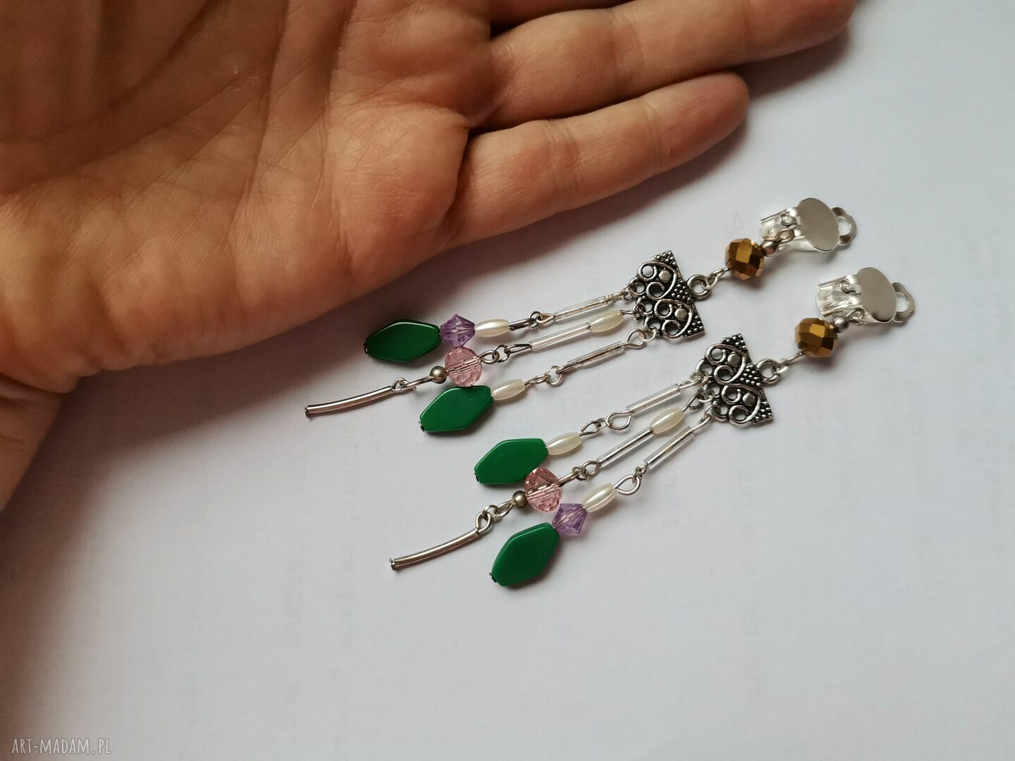 Klipsy etno boho wiszące z żółtymi chwostami - box x1