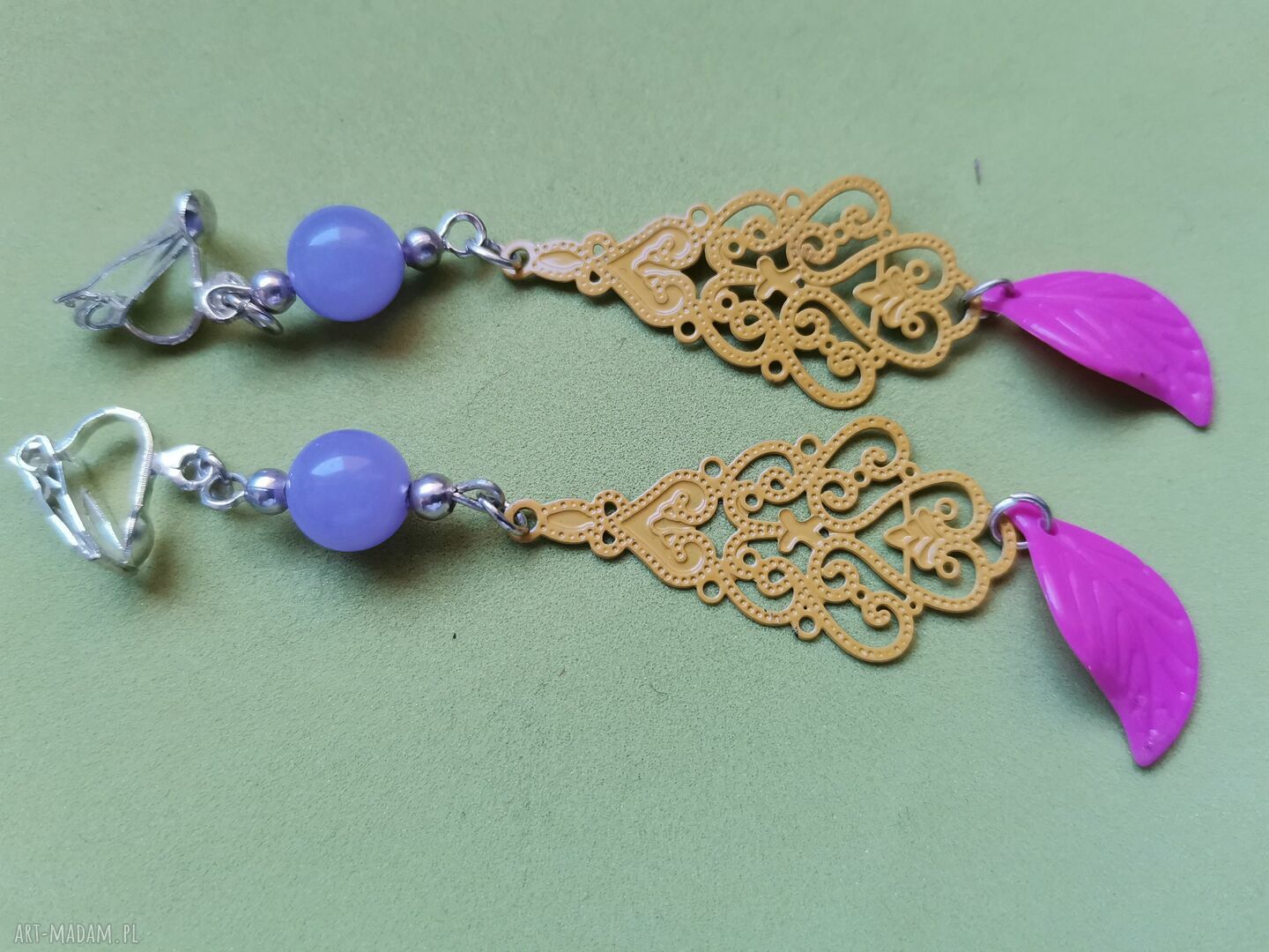 Klipsy etno boho Orient Box K1 (Ruda Klara) - lekkie i kolorowe na klips