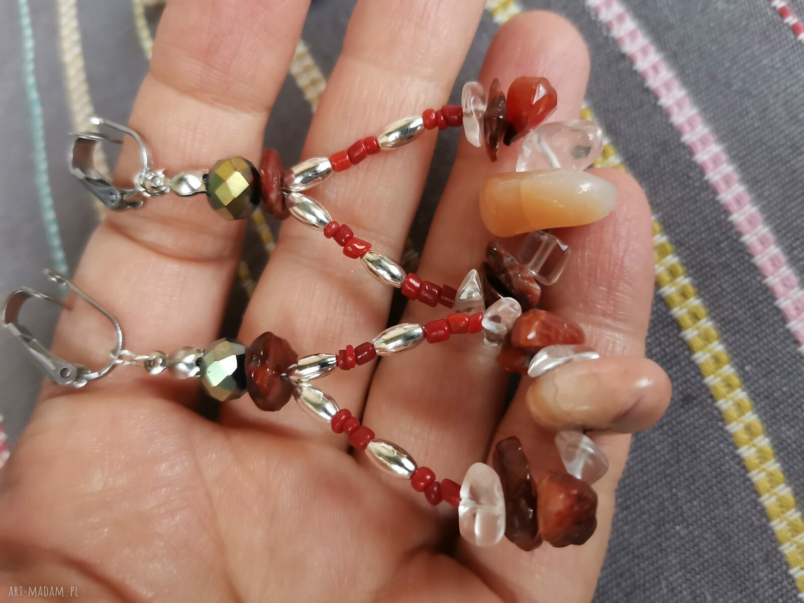 Klipsy etno boho folk Box x1 - handmade na ślub i boho stylizacje