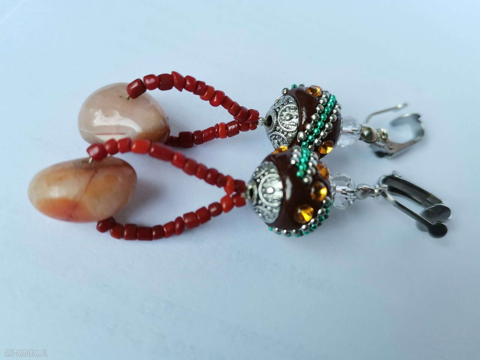 Kolorowe klipsy etno-boho Folk Box x1 - ręcznie robione od Ruda Klara
