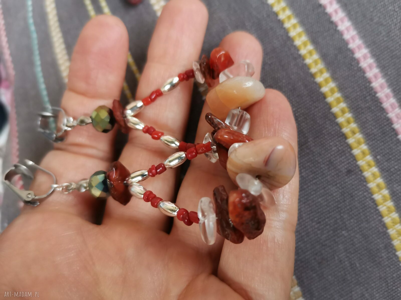 Klipsy etno boho folk Box x1 - handmade na ślub i boho stylizacje