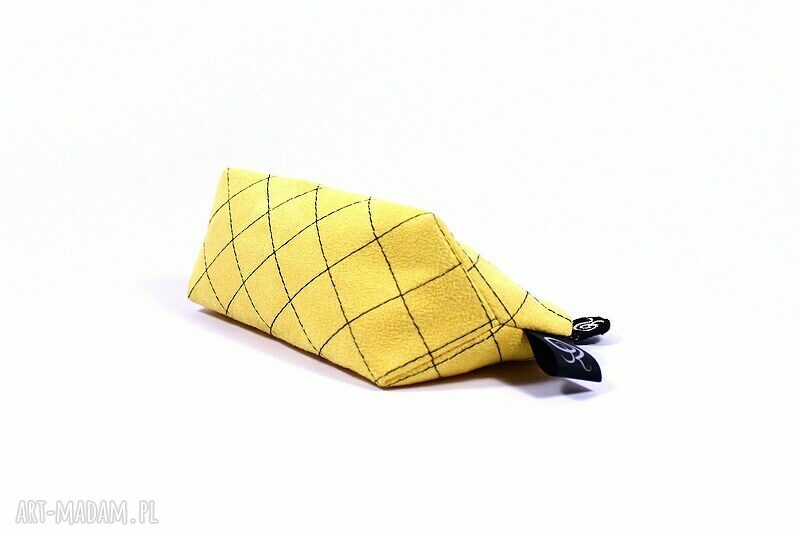Etui na okulary i kosmetyki handmade - kratka na żółtym