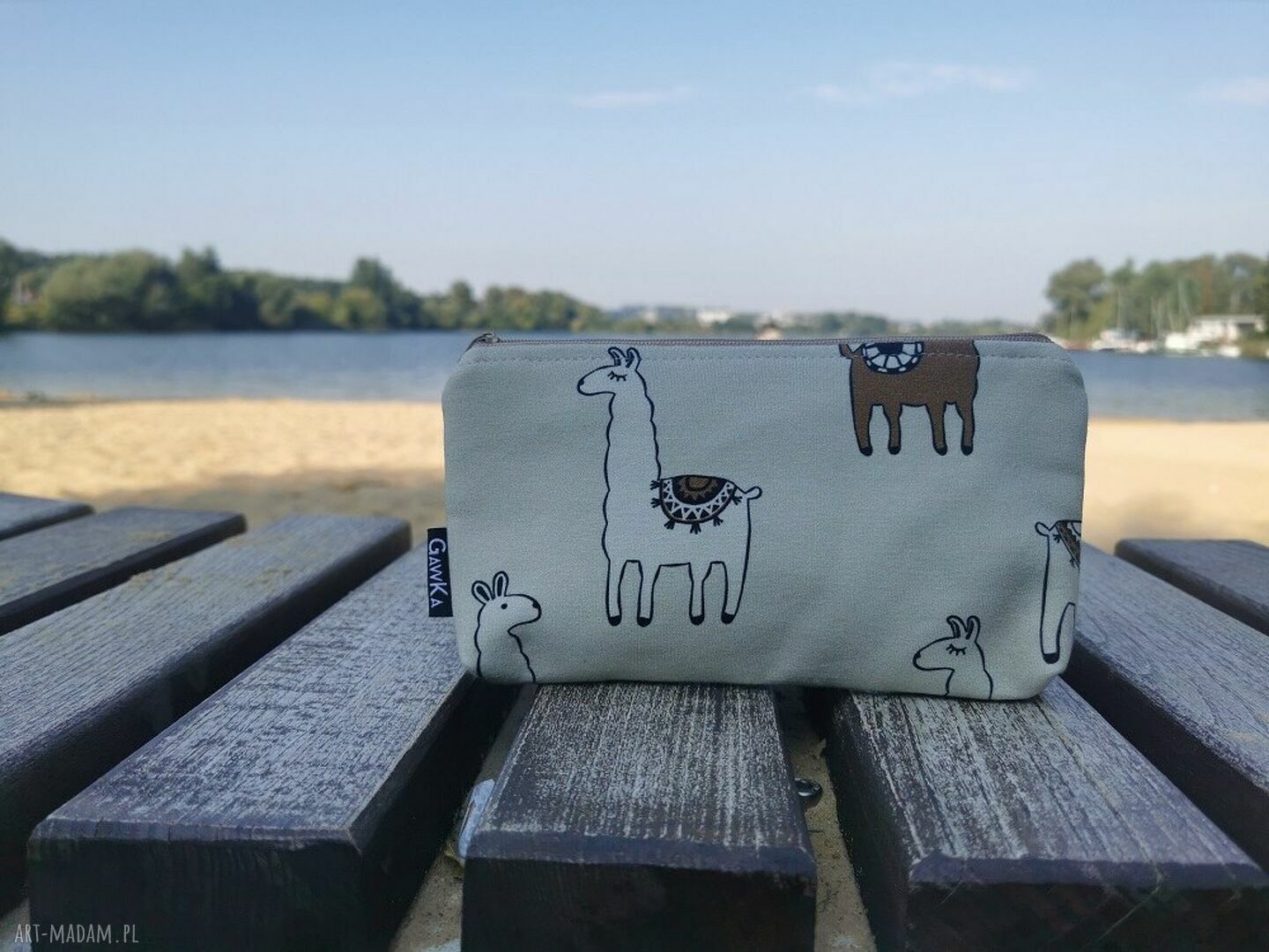 Kosmetyczka Lama Gawka - etui alpaka w lamy, beżowa