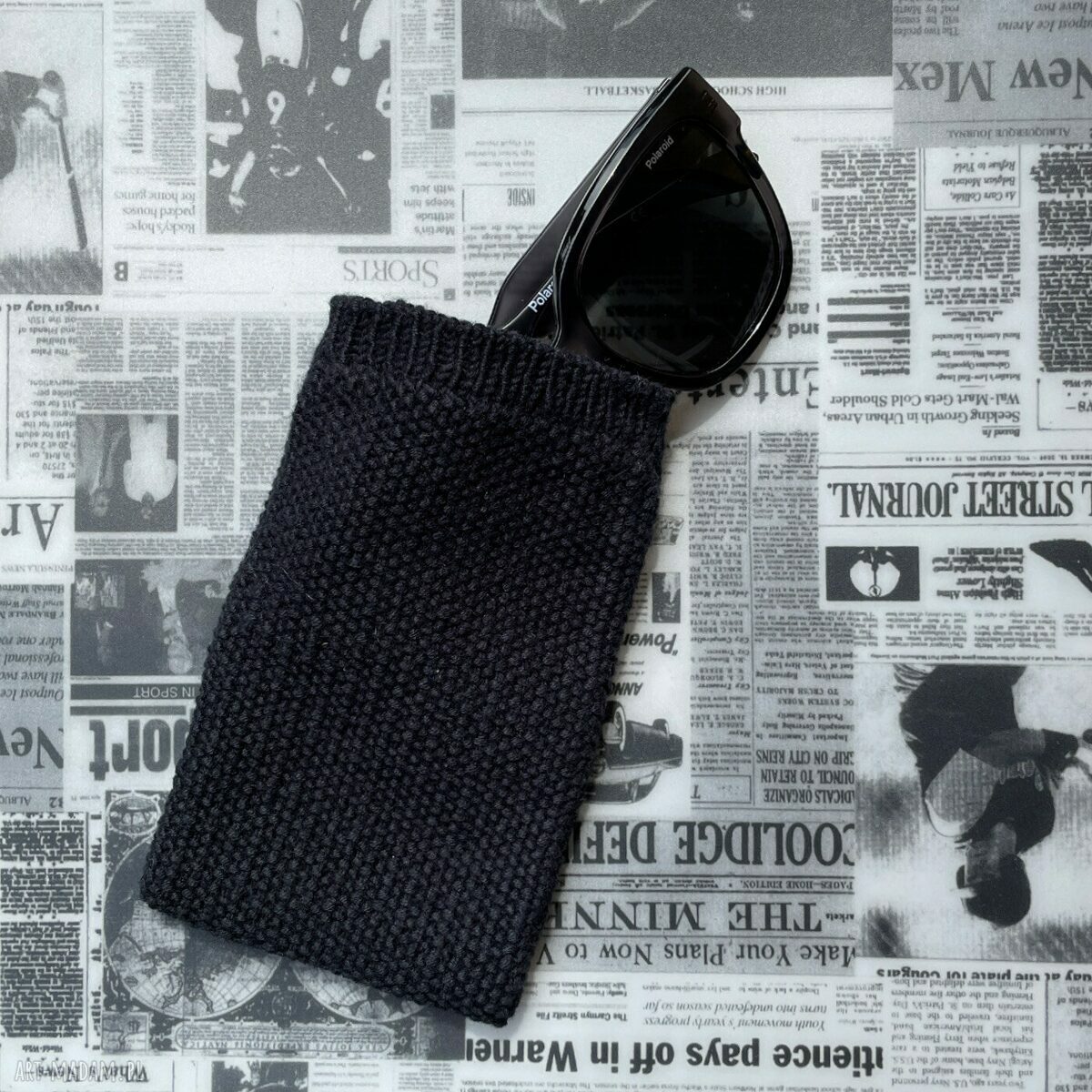 Beżowe etui na okulary lub telefon No. 3 handmade na drutach