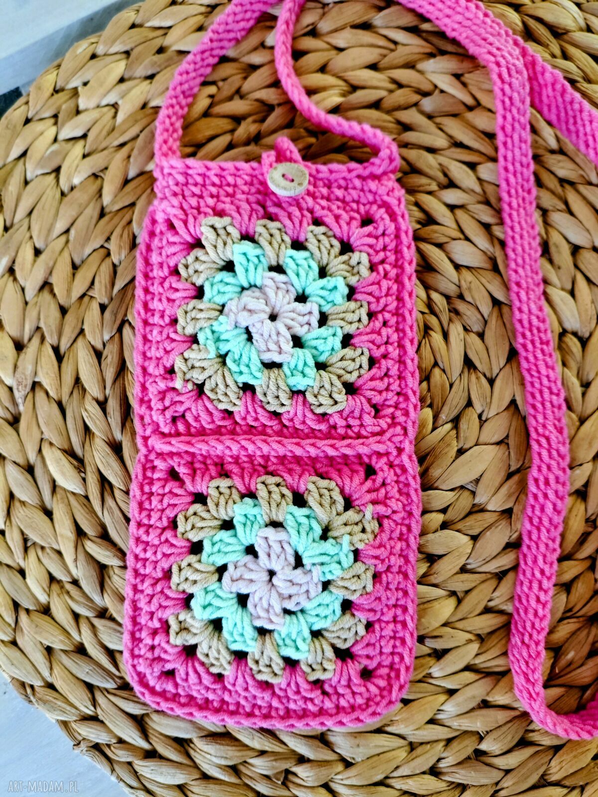 Szydełkowe etui na telefon mini torebka handmade