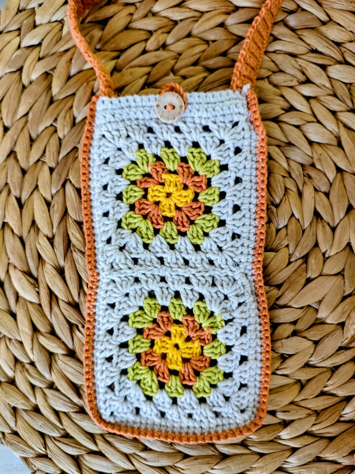 Szydełkowe etui na telefon - mini torebka handmade