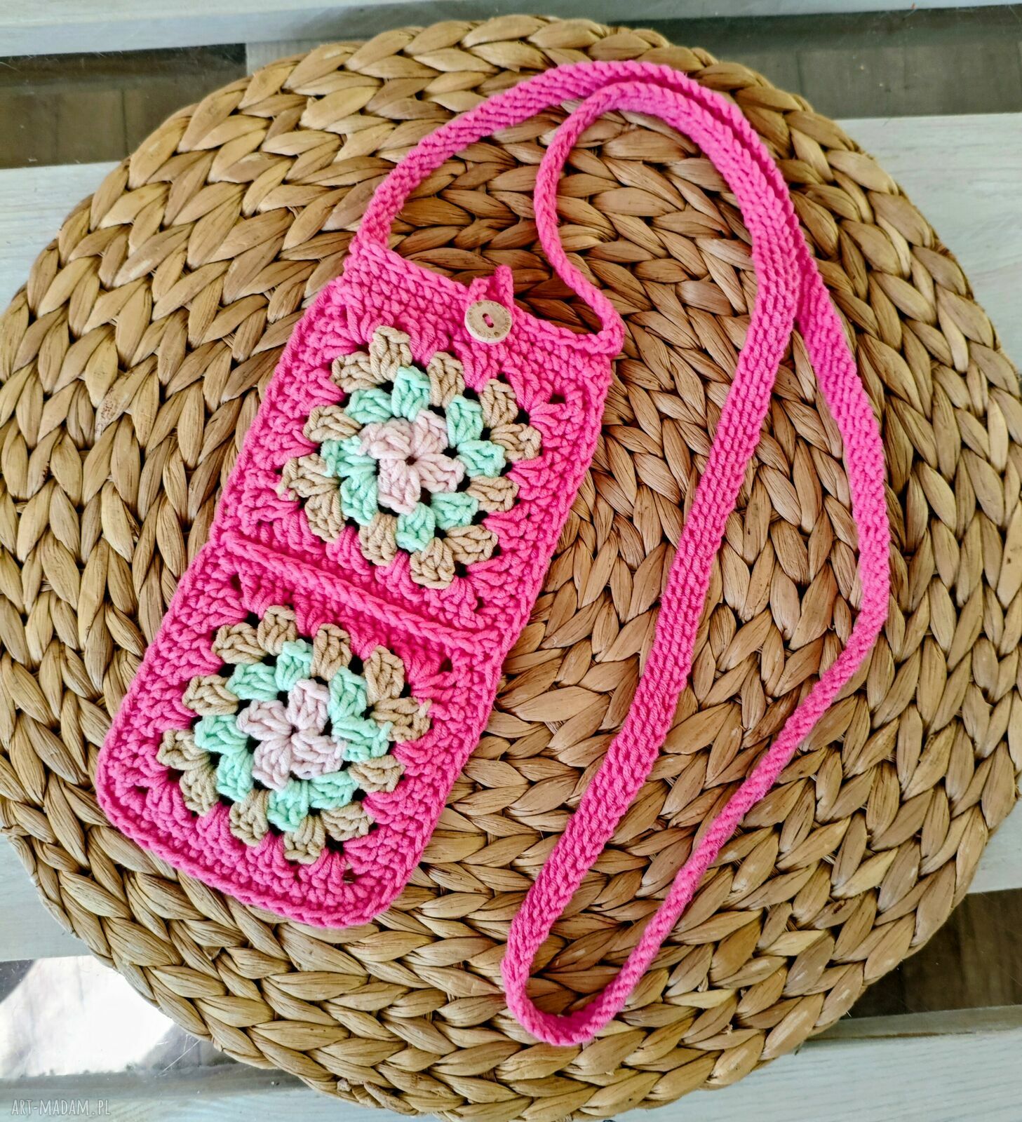 Szydełkowe etui na telefon - mini torebka handmade