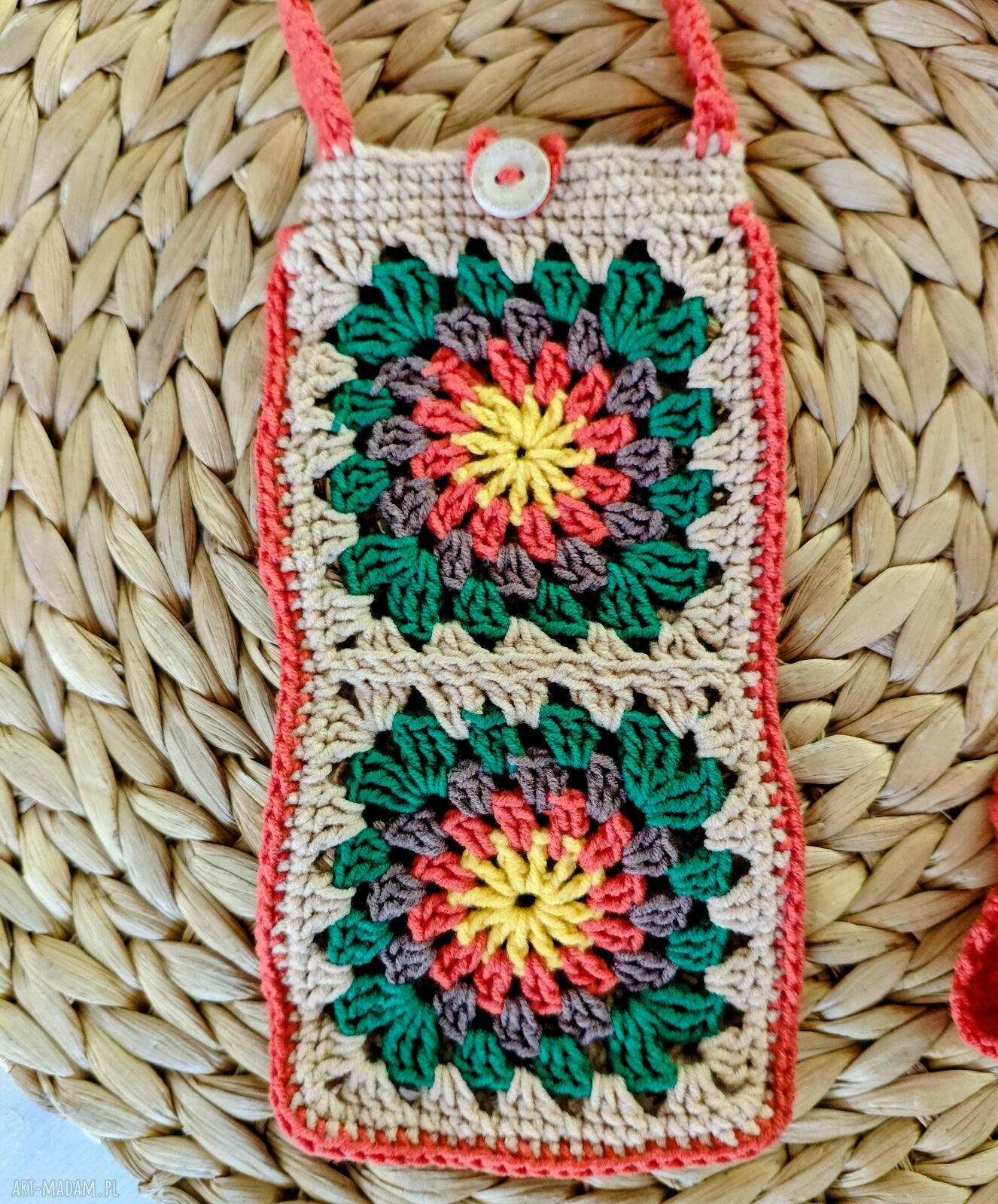 Szydełkowe etui na telefon - torebka granny square