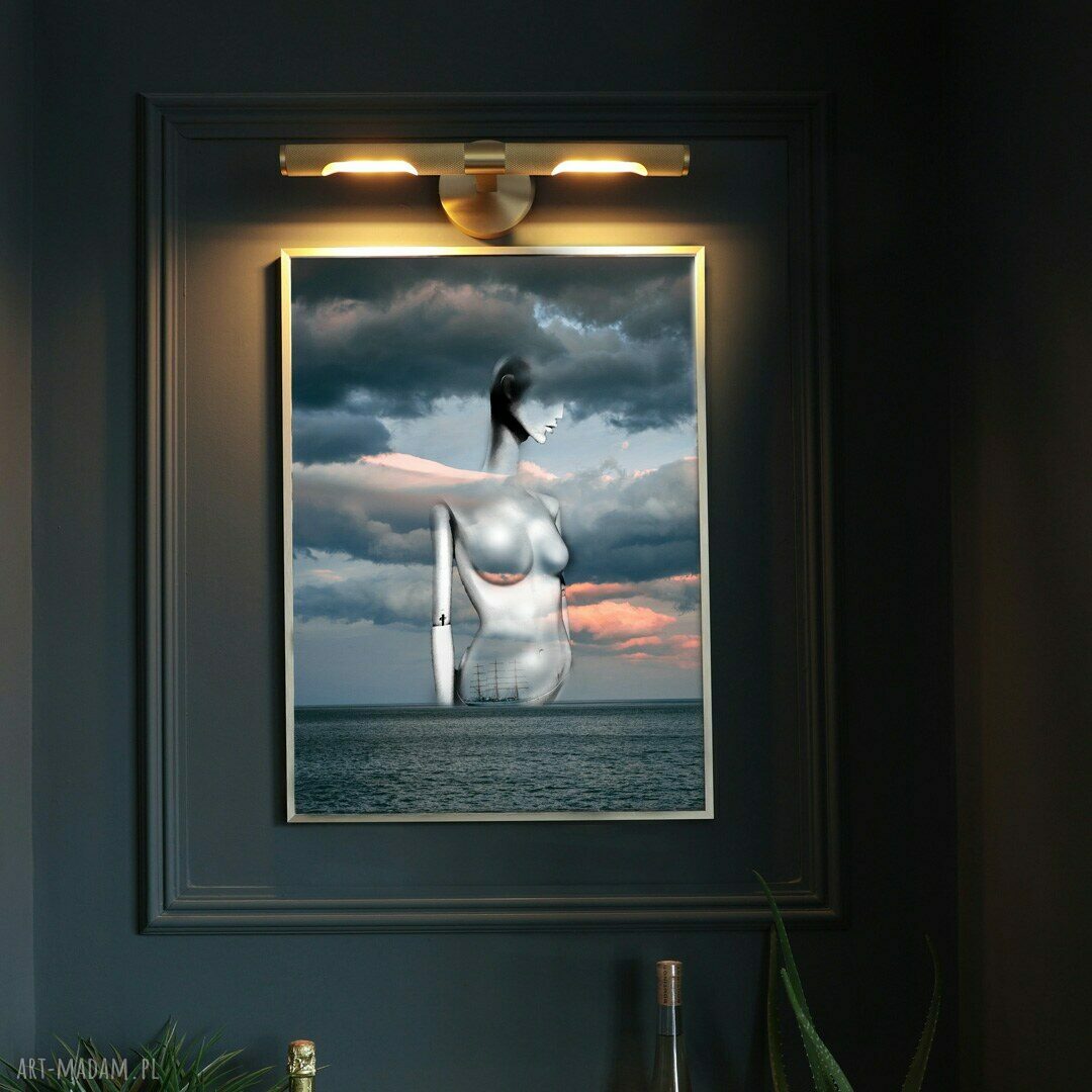 Grafika Exmachine 50x70 cm bez ramy - surrealizm w odcieniach niebiesko-szarych