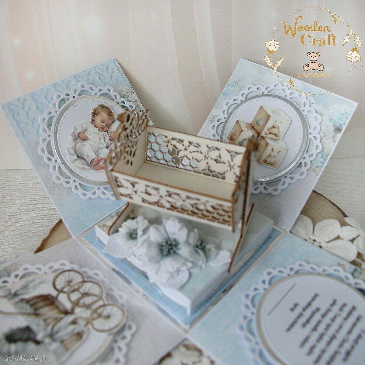 Exploding box na chrzest, roczek i narodziny chłopca SweetBoy - gotowy do personalizacji