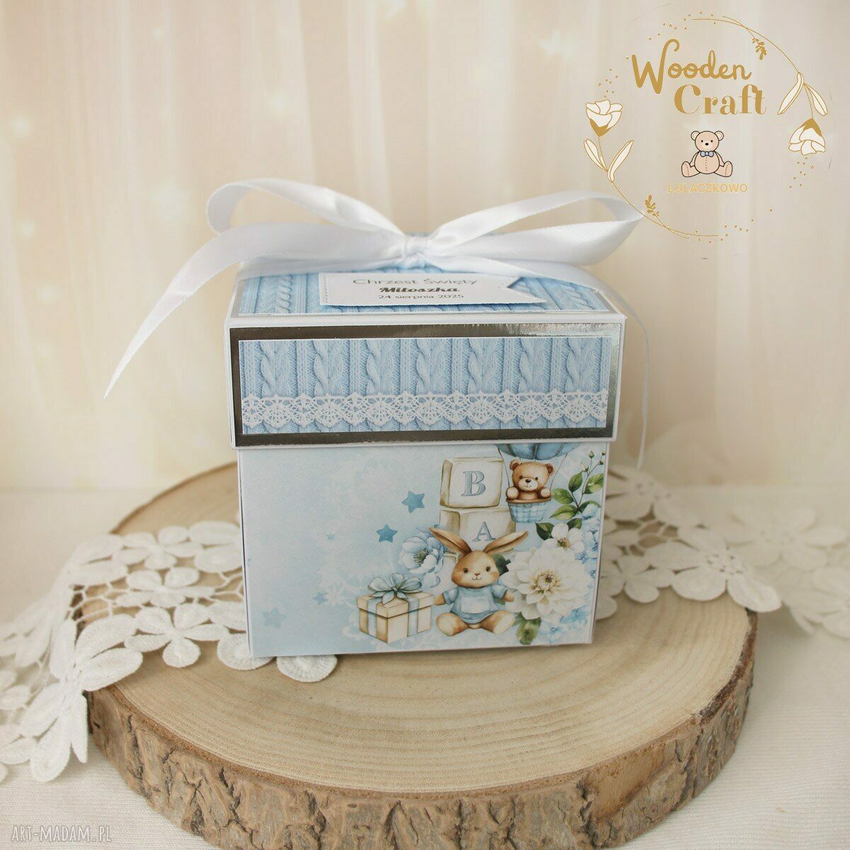 Ręcznie robiony exploding box Oh Baby 2 na Chrzest, Roczek i Narodziny