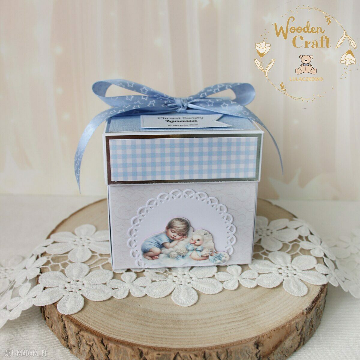 Exploding box na chrzest, roczek i narodziny chłopca SweetBoy - gotowy do personalizacji