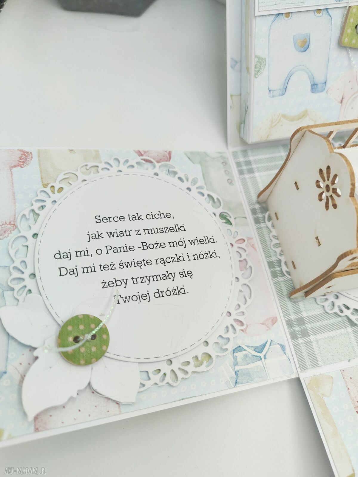 Exploding box na Chrzest Święty - ręcznie robiona kartka