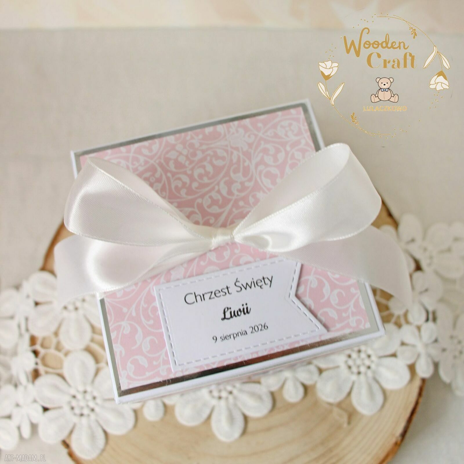 Exploding box na chrzest, roczek i narodziny dla dziewczynki Pink Flowers Girl (gotowy do personalizacji)