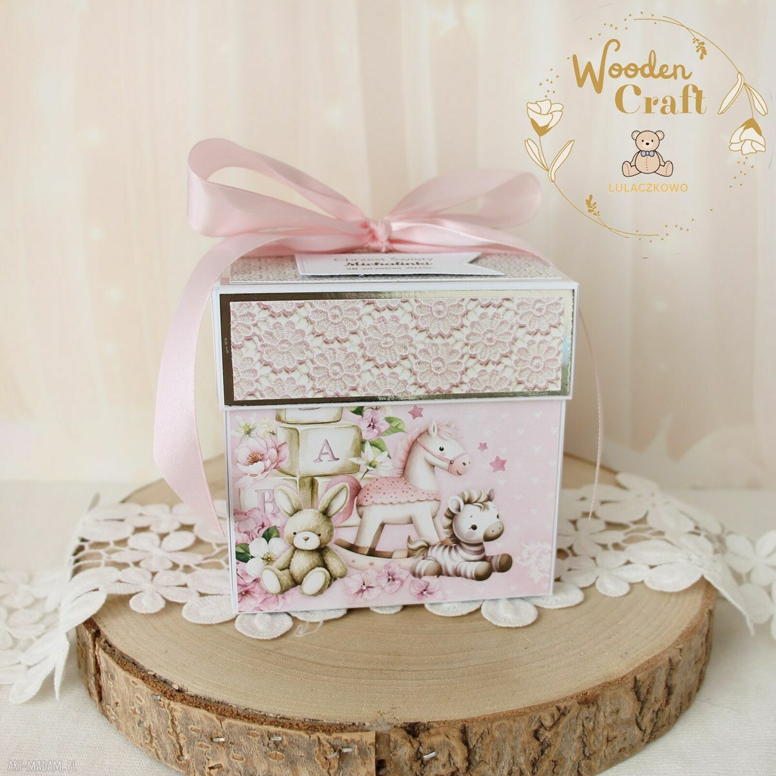 Exploding box BabyRose na Chrzest Święty, roczek i narodziny - pamiątka dla dziewczynki 3D