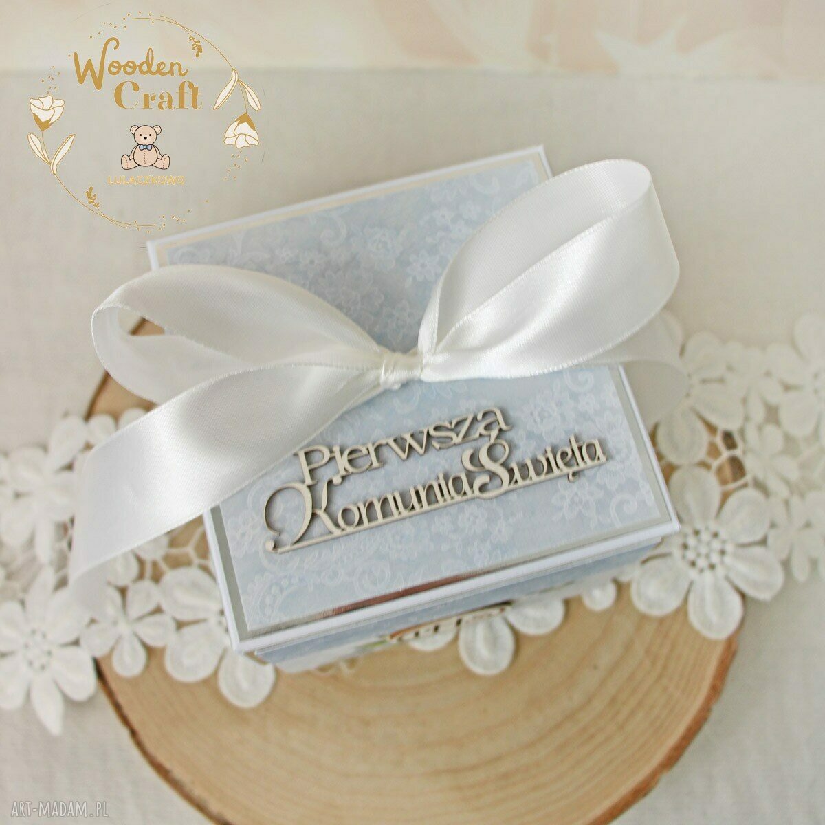 Exploding box komunijny „LovelyBlue 2” gotowy do personalizacji