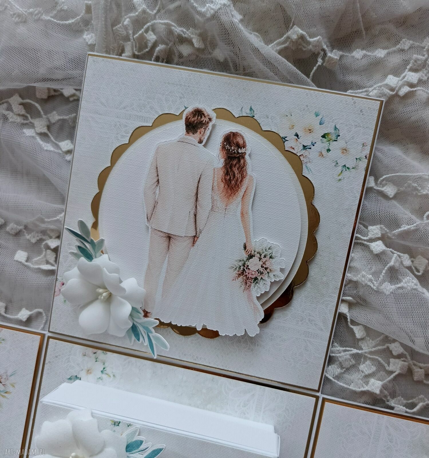 Exploding box ślubny - pamiątka scrapbooking z miejscem na pieniądze