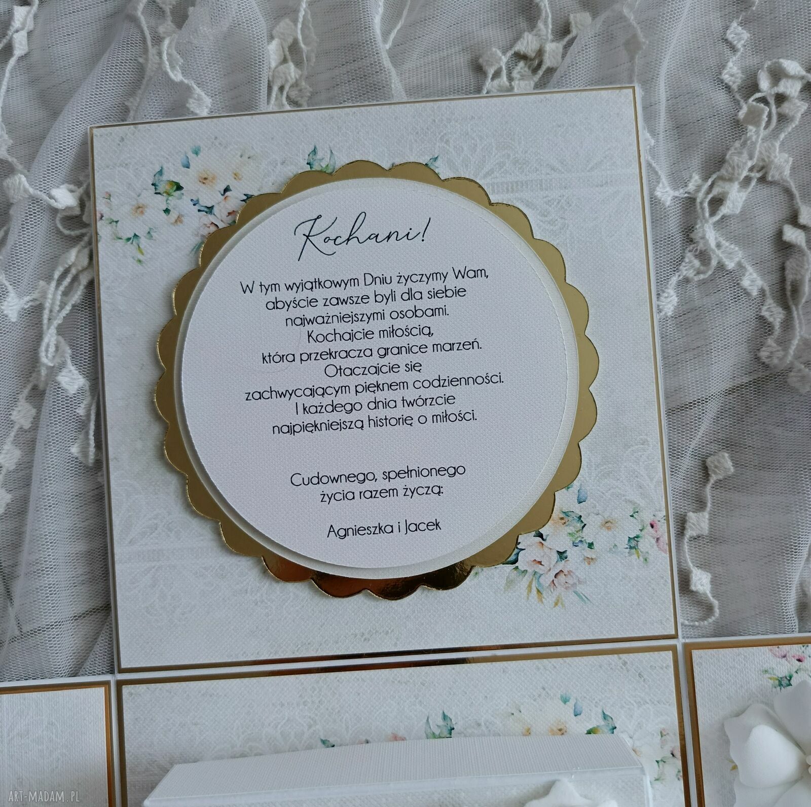 Exploding box ślubny - pamiątka scrapbooking z miejscem na pieniądze