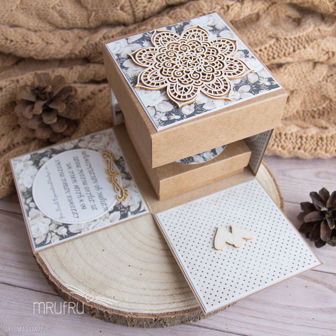 scrapbooking kartki: EXPLODING BOX ŚLUBNY, WYJĄTKOWY I PIĘKNY NA ŚLUB, PREZENT DLA MŁODEJ