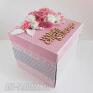 handmade scrapbooking kartki exploding box z kwiatami na chrzest