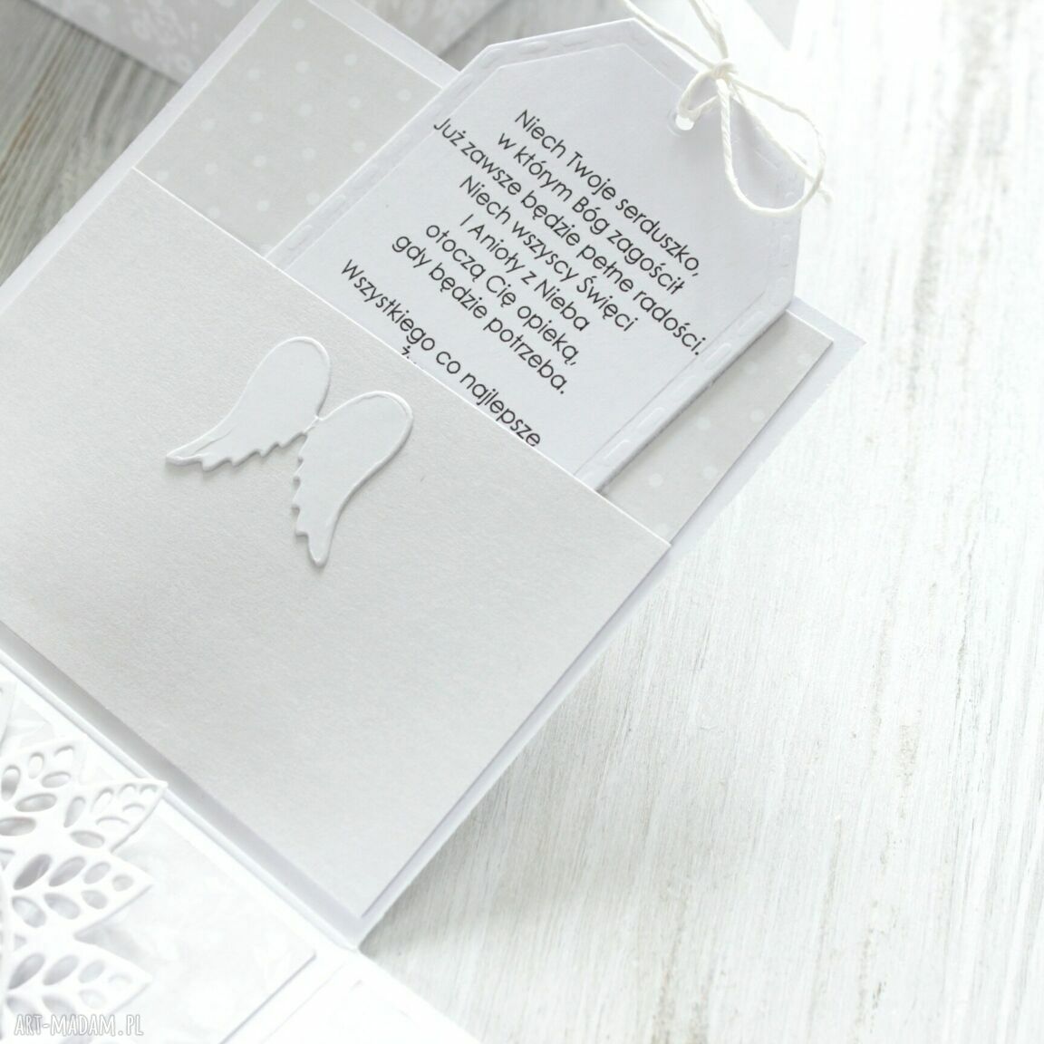 scrapbooking kartki: Pudełko kartka chrzest święty roczek prezent życzenia pamiątka HandMade