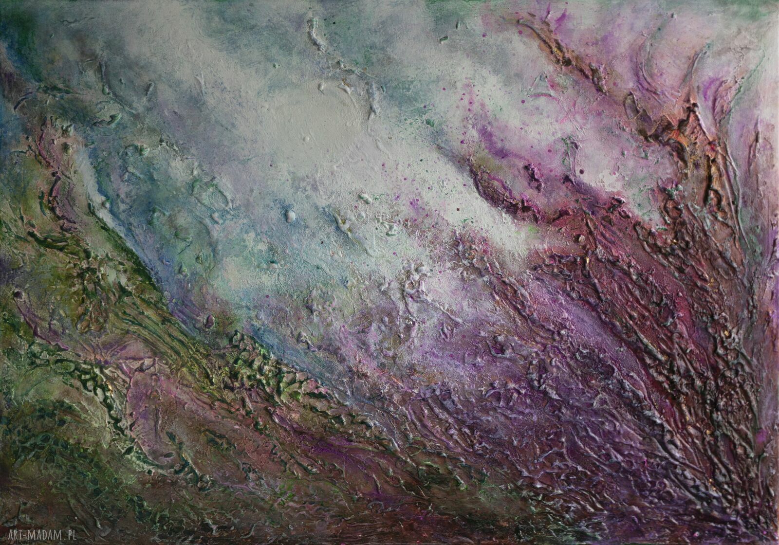 Fairy Tale - Obraz strukturalny abstrakcyjny pejzaż 100x70 cm z efektem złota
