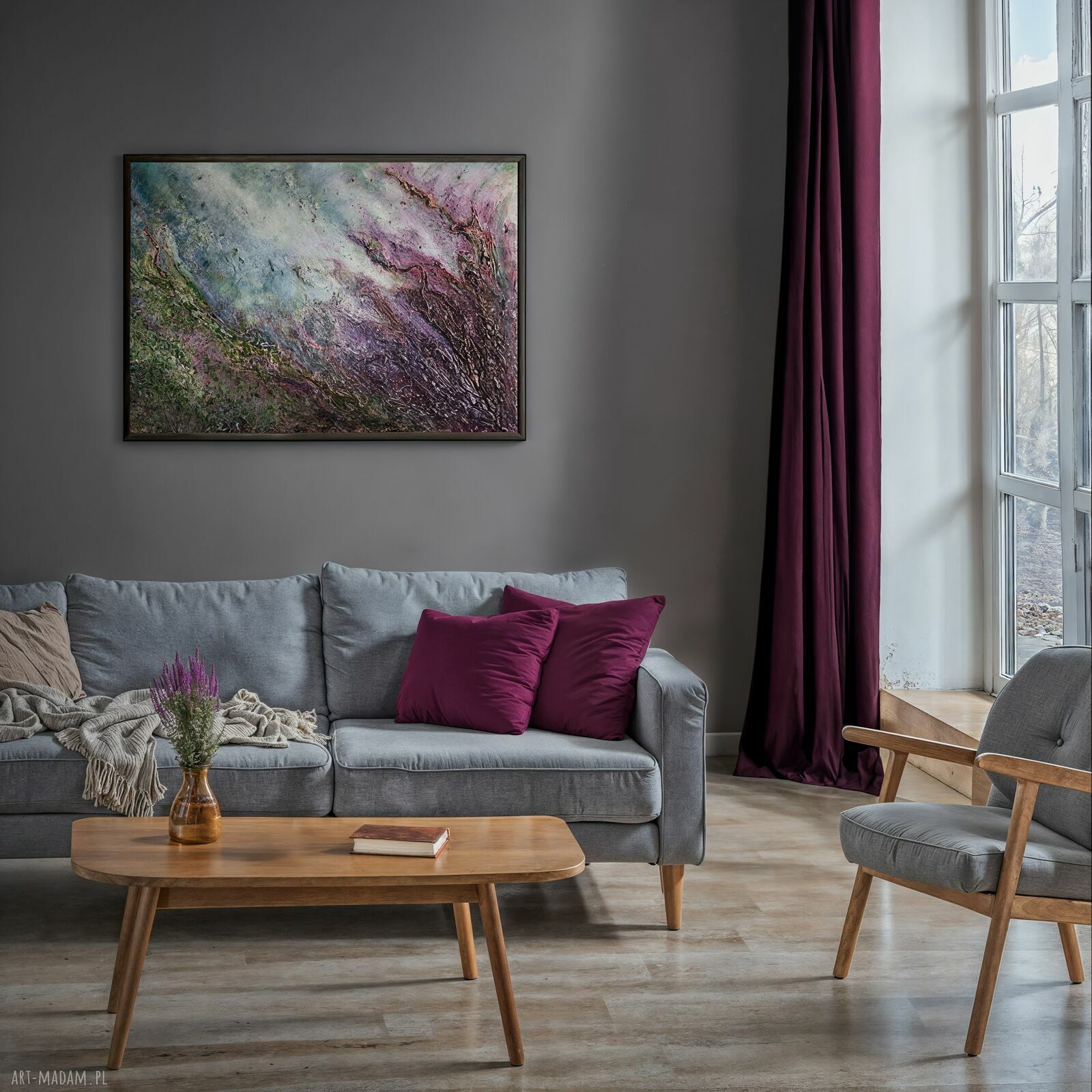 Fairy Tale - Obraz strukturalny abstrakcyjny pejzaż 100x70 cm z efektem złota