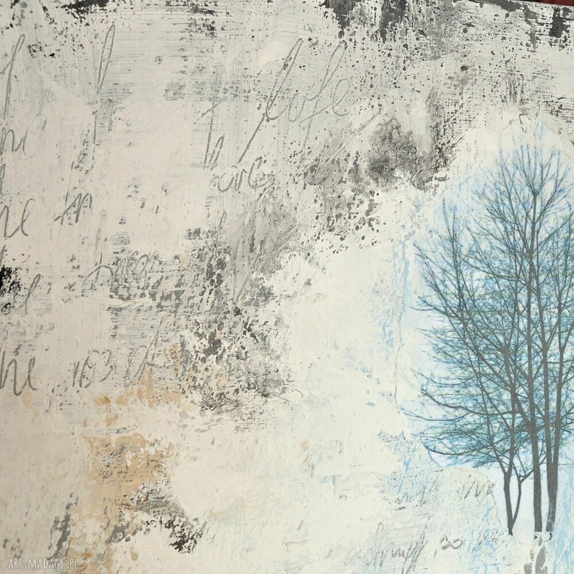 Fairy tree 6 - skandynawski obraz ręcznie malowany z drzewem 50x70
