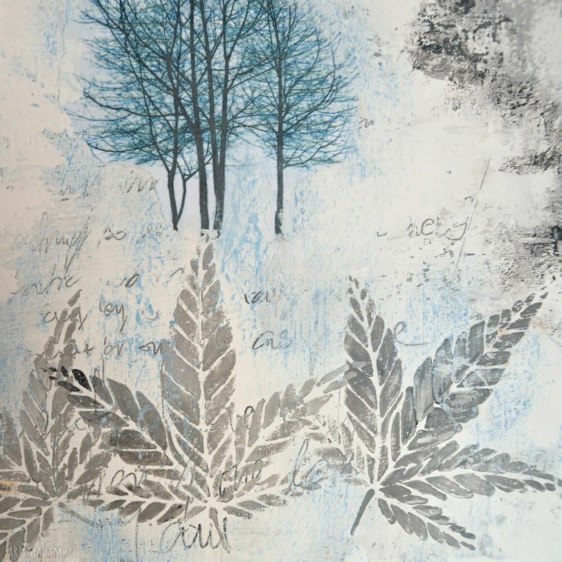 Fairy tree 6 - skandynawski obraz ręcznie malowany z drzewem 50x70
