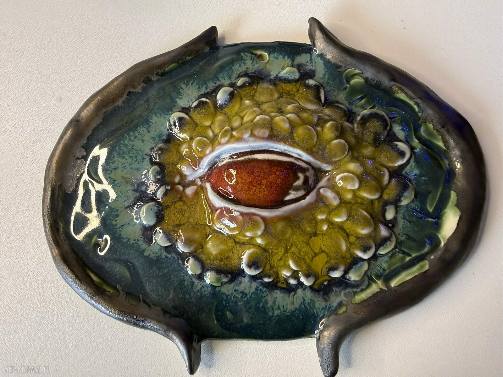 Oko smoka - ceramiczna dekoracja ścienna z kamionki, ręcznie robiona