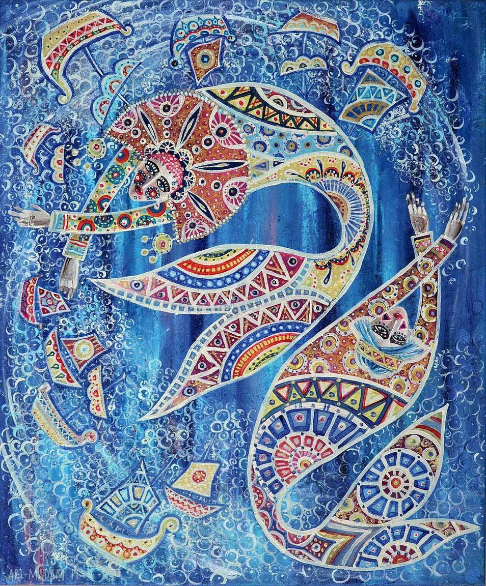 Faraonowie i syreny - obraz na płótnie canvas 42 x 35 cm