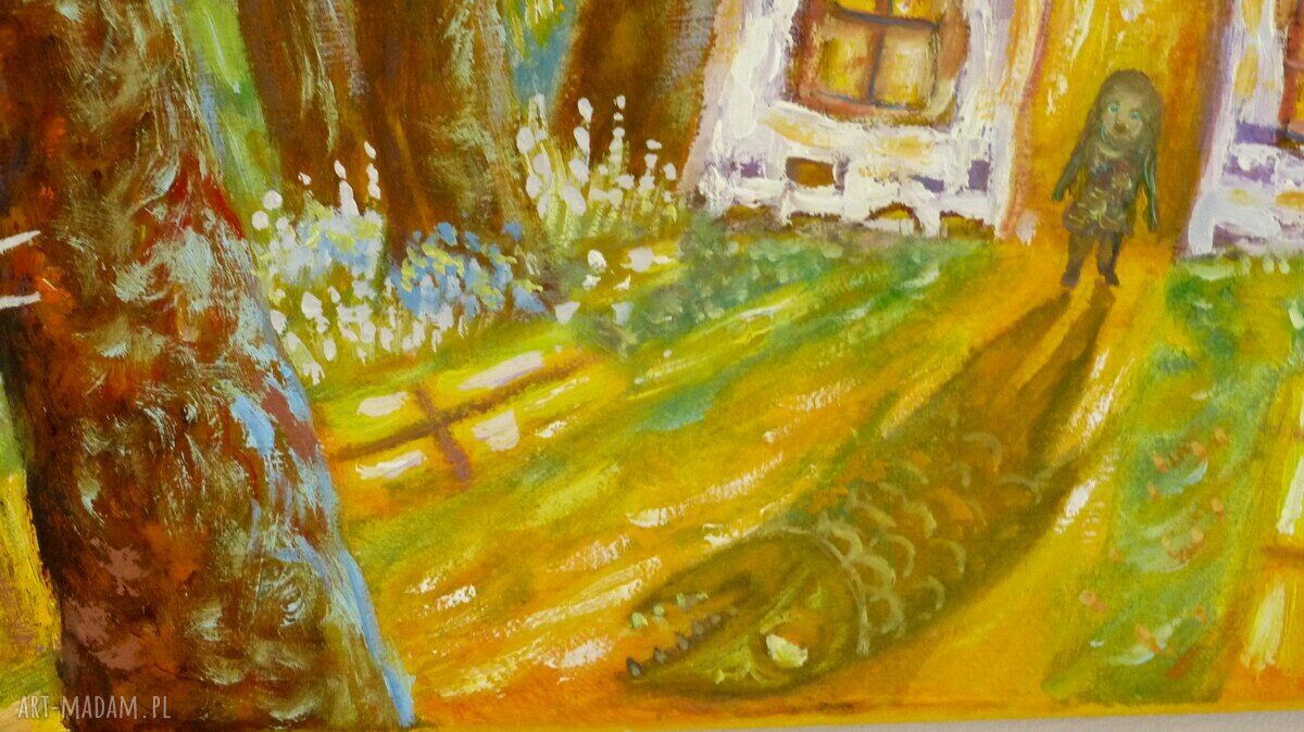 Farba i treść - obraz olejny „Dziewczynka i wyobraźnia” 50 x 35 cm