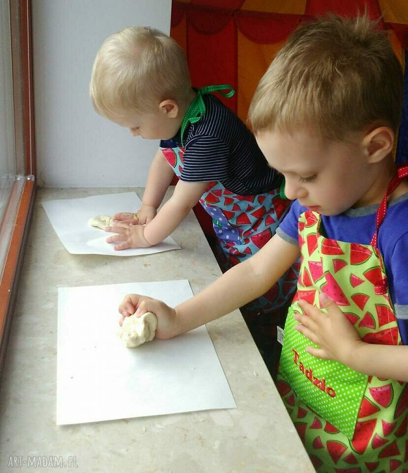 Fartuszek dwustronny Gruszki - kieszonka na drobiazgi do gotowania i malowania