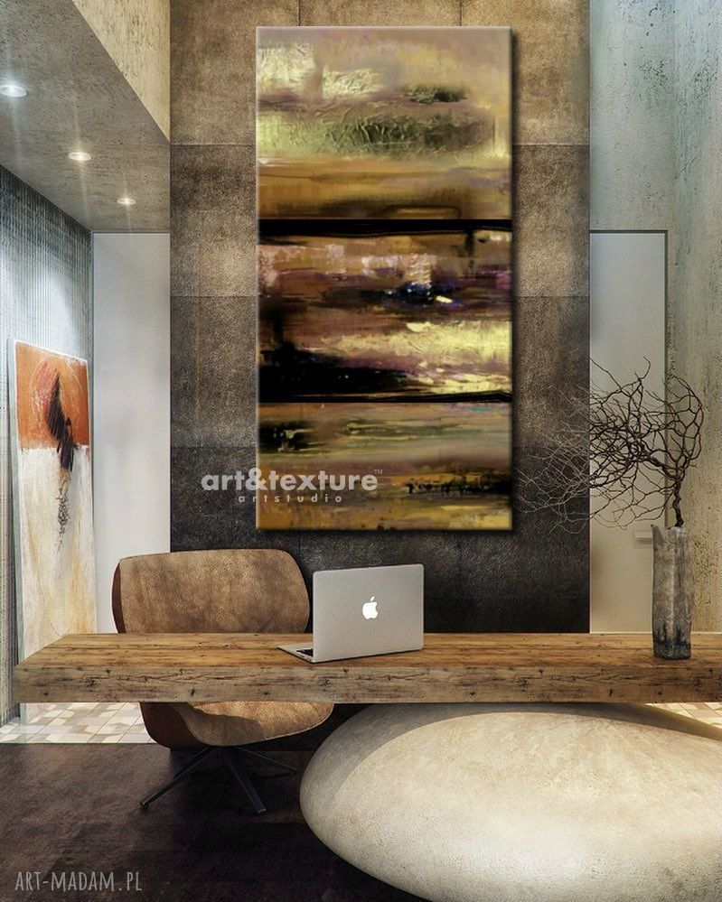 Naturalna fatamorgana - abstrakcyjne obrazy strukturalne do modnego salonu 80x170 cm