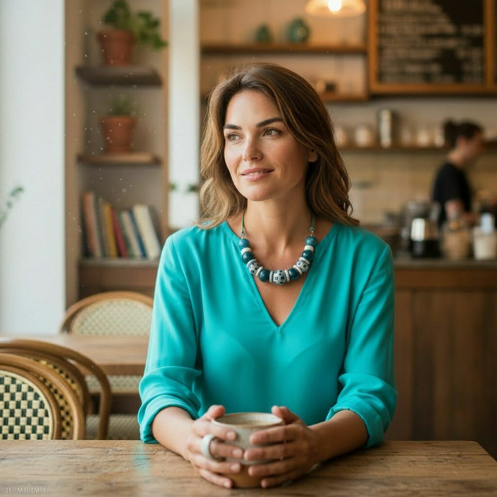 Naszyjnik boho Feboo Tala Dots - morski z ceramiką
