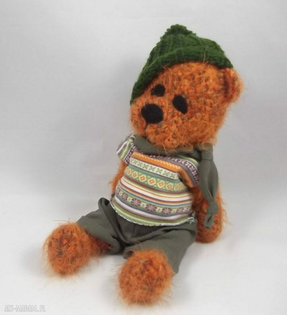 Felek - szydełkowy miś handmade z ruchomymi rączkami i nóżkami (33 cm)
