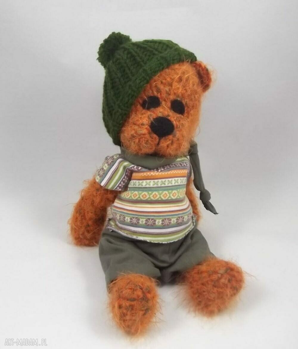 Felek - szydełkowy miś handmade z ruchomymi rączkami i nóżkami (33 cm)