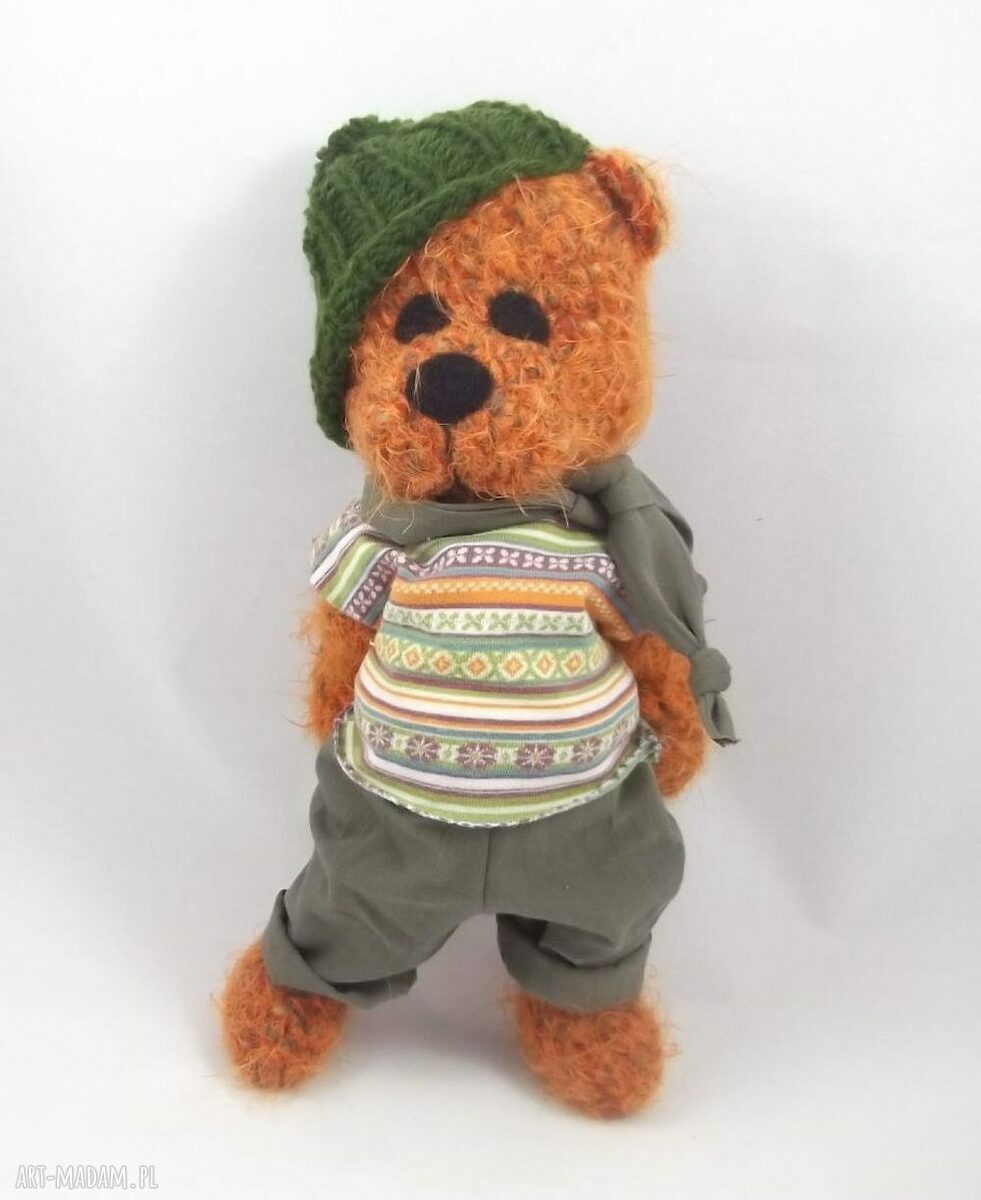 Felek - szydełkowy miś handmade z ruchomymi rączkami i nóżkami (33 cm)