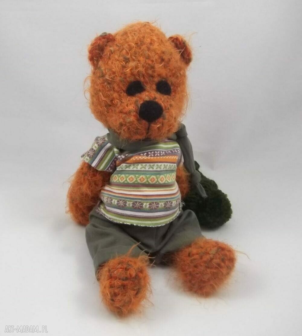 Felek - szydełkowy miś handmade z ruchomymi rączkami i nóżkami (33 cm)