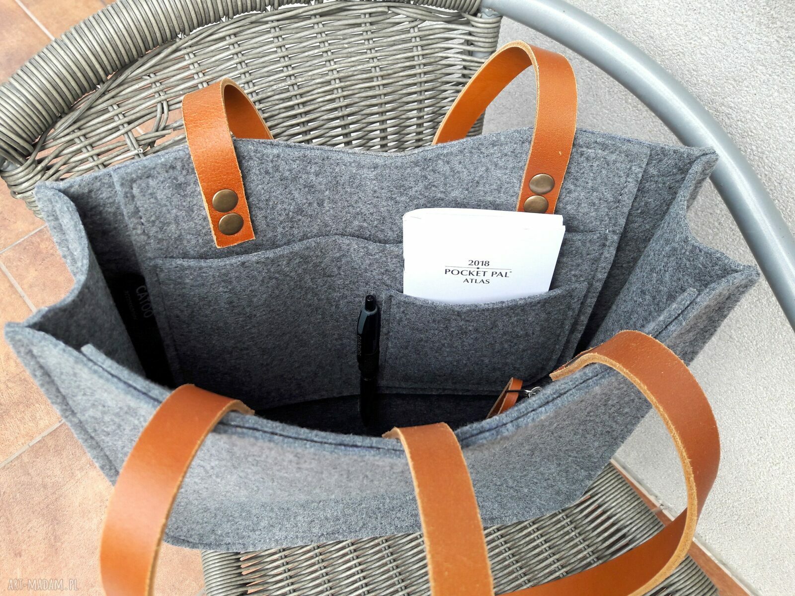 FeltBag #100 - torebka filcowa na ramię z naturalną skórą