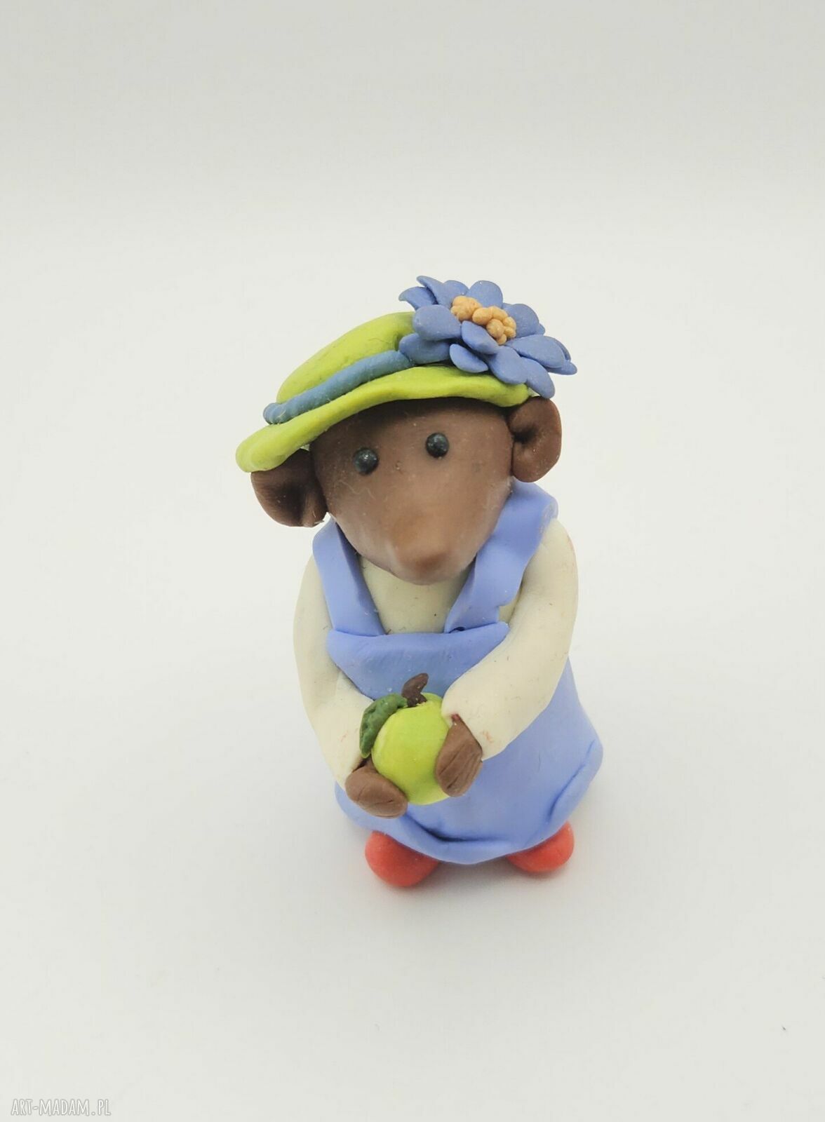 Figurka myszka z modeliny Rozalia - kolorowa ozdoba domu i na biurko