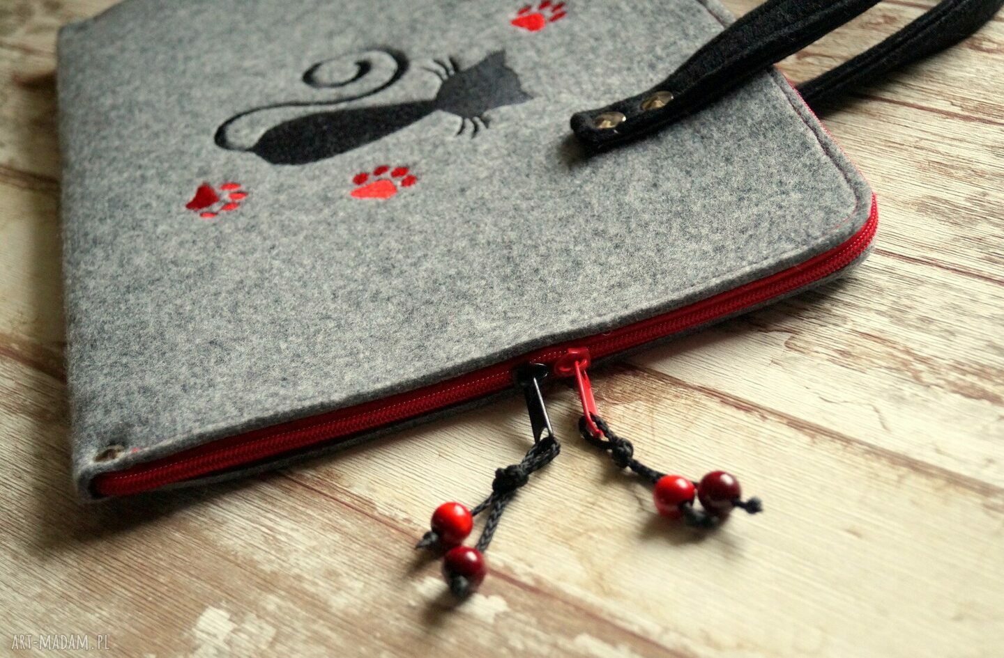 Filcowa teczka - etui kotek (laptop 12 cali i dokumenty A4)