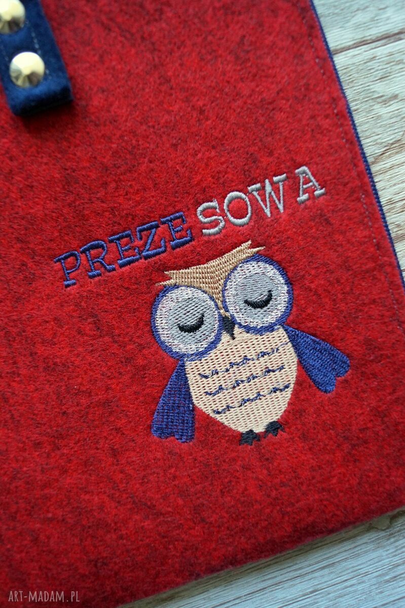 Etui z filcu - teczka sówka na laptop 12 cali i dokumenty