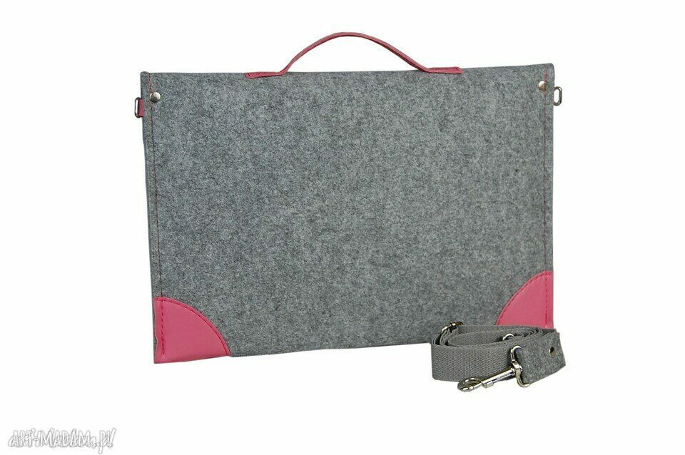 Filcowa torba na laptopa na ramię - szyta na miarę ze stabilizowanego filcu i skóry