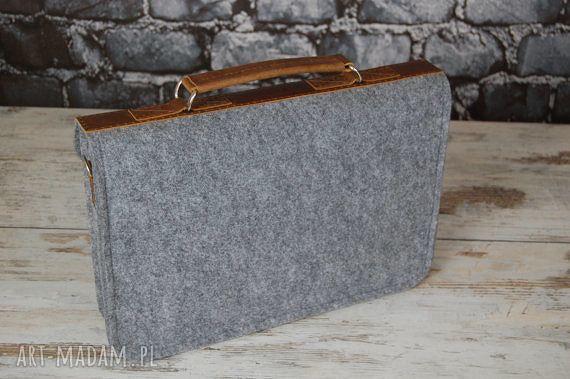 Filcowa torba na laptopa 13 cali z przegrodą - stabilizowany filc i naturalna skóra