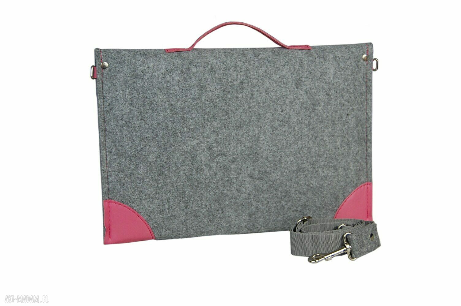 Filcowa torba na laptopa - szyta na miarę z filcu 4 mm i naturalnej skóry
