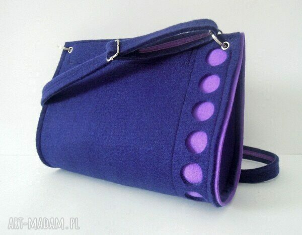 Filcowa Torebka Fioletowa w Lawendowe Kropki Hand Made