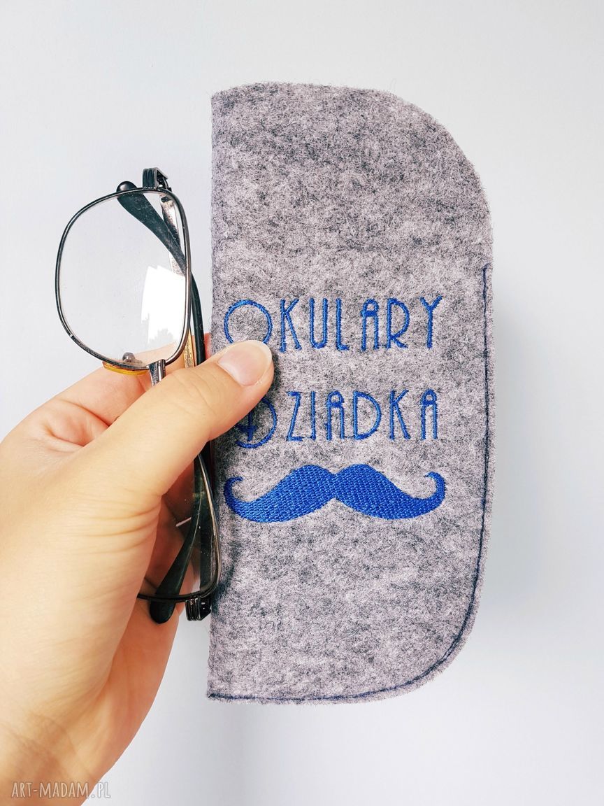 Filcowe etui okulary dziadka dziadek haft kolor haftu niebieski