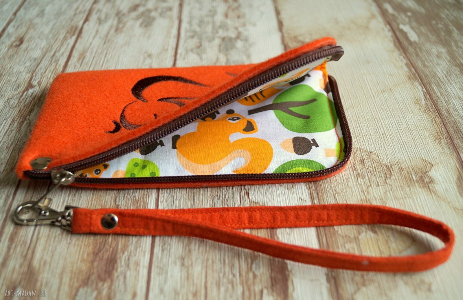 Filcowe etui na telefon - wiewiórka (pomarańczowe, handmade)