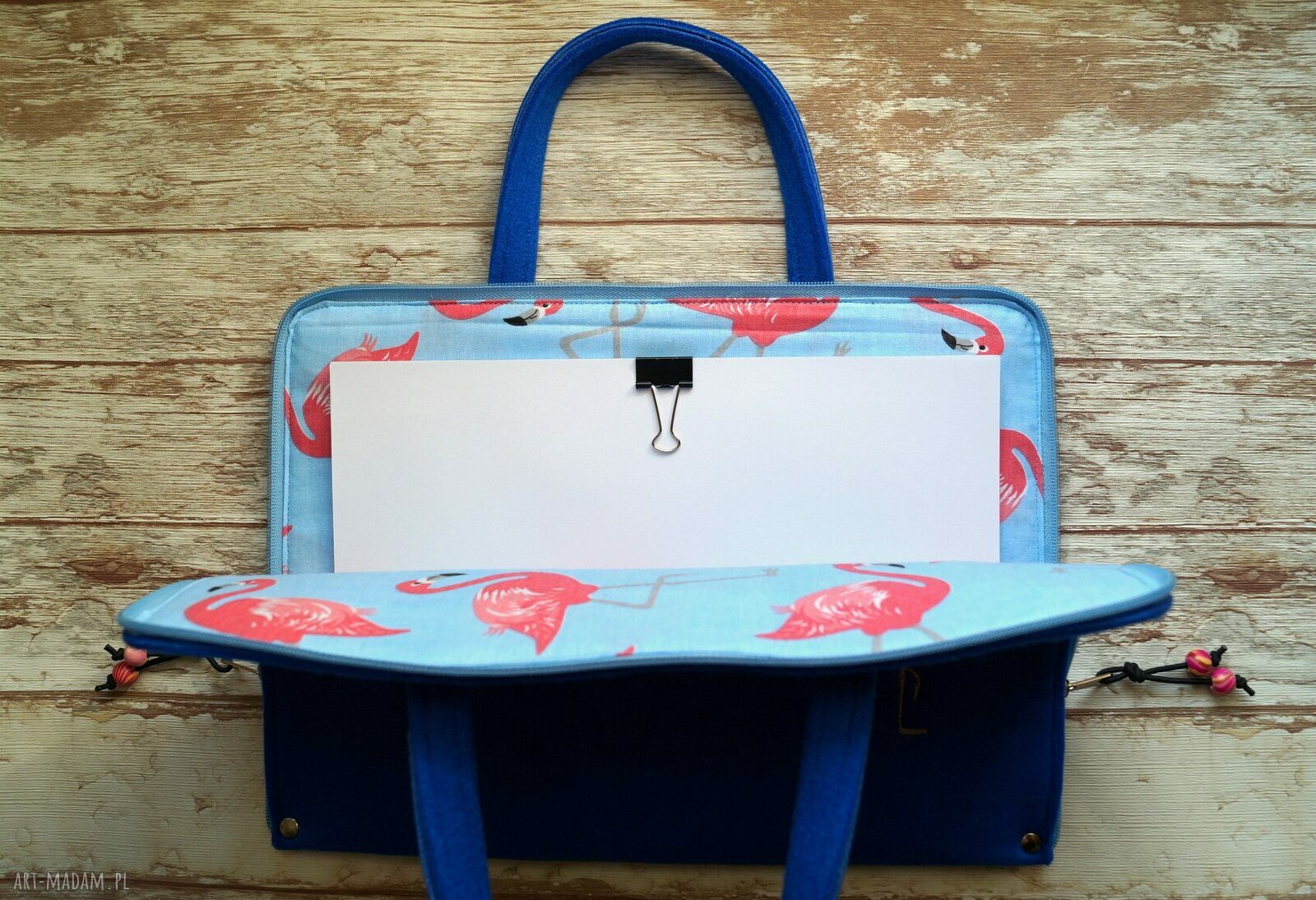 Filcowe etui / teczka na laptop 12,5 cala - haftowany flaming